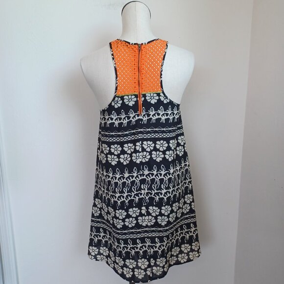 THML Dress Black Floral Orange Back Zip Halter Racer Back Style Womens Small - Picture 3 of 14